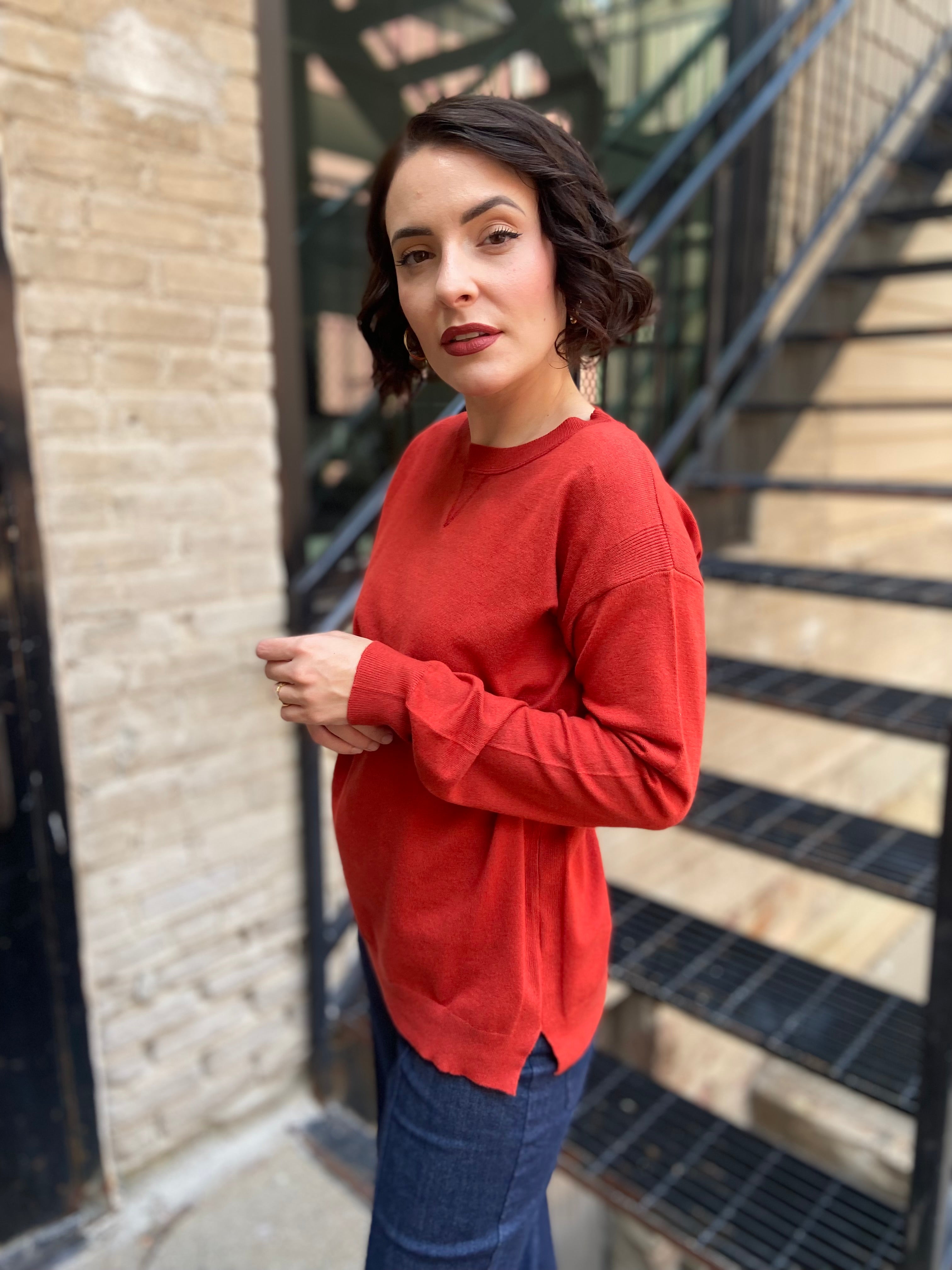 Izzy Burnt Orange Long Sleeve Sweater