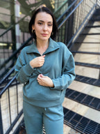 Nicolette Ash Jade Scuba Half Zip Sweater