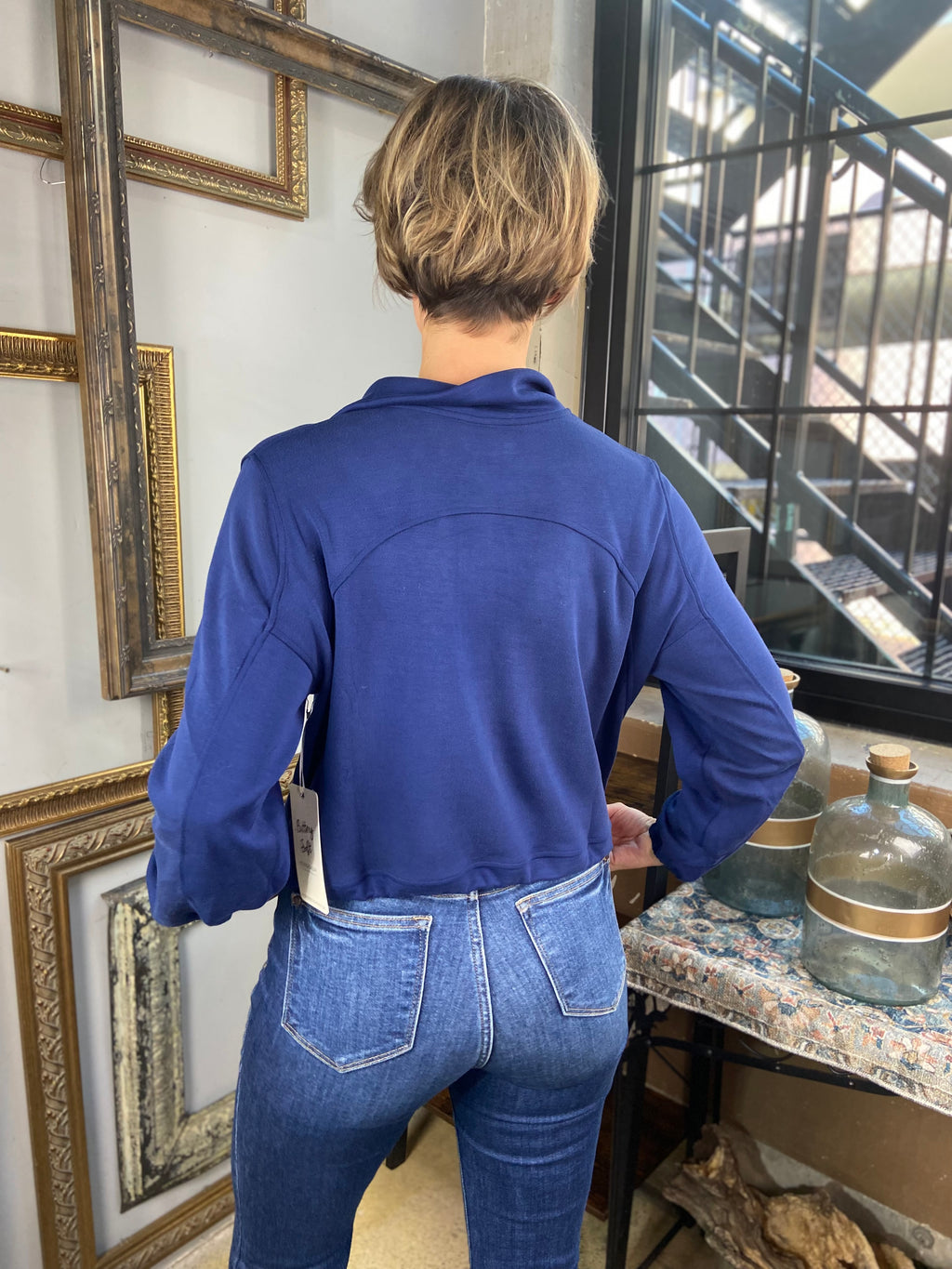 Scarlett Navy Blue Half Zip Sweater