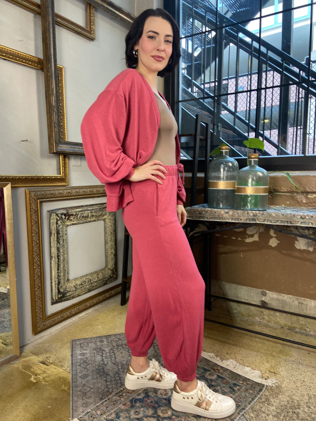 Ava Rose Soft Long Sleeve Cardigan and Wide Jogger Set