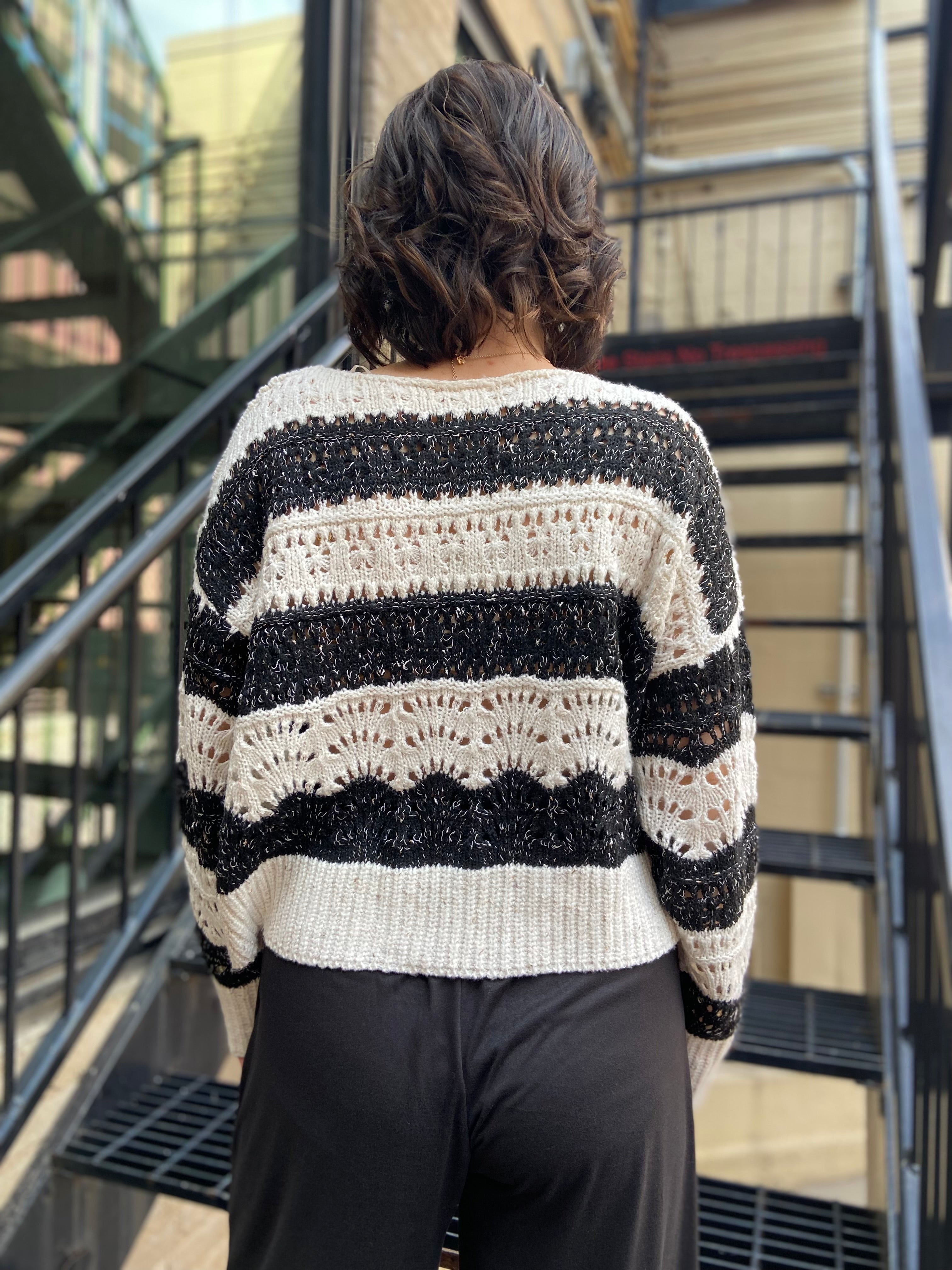 Ozia Black & White Stripe Sweater