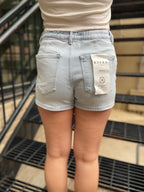Allie Light Wash Elastic Tie Risen Jean Shorts