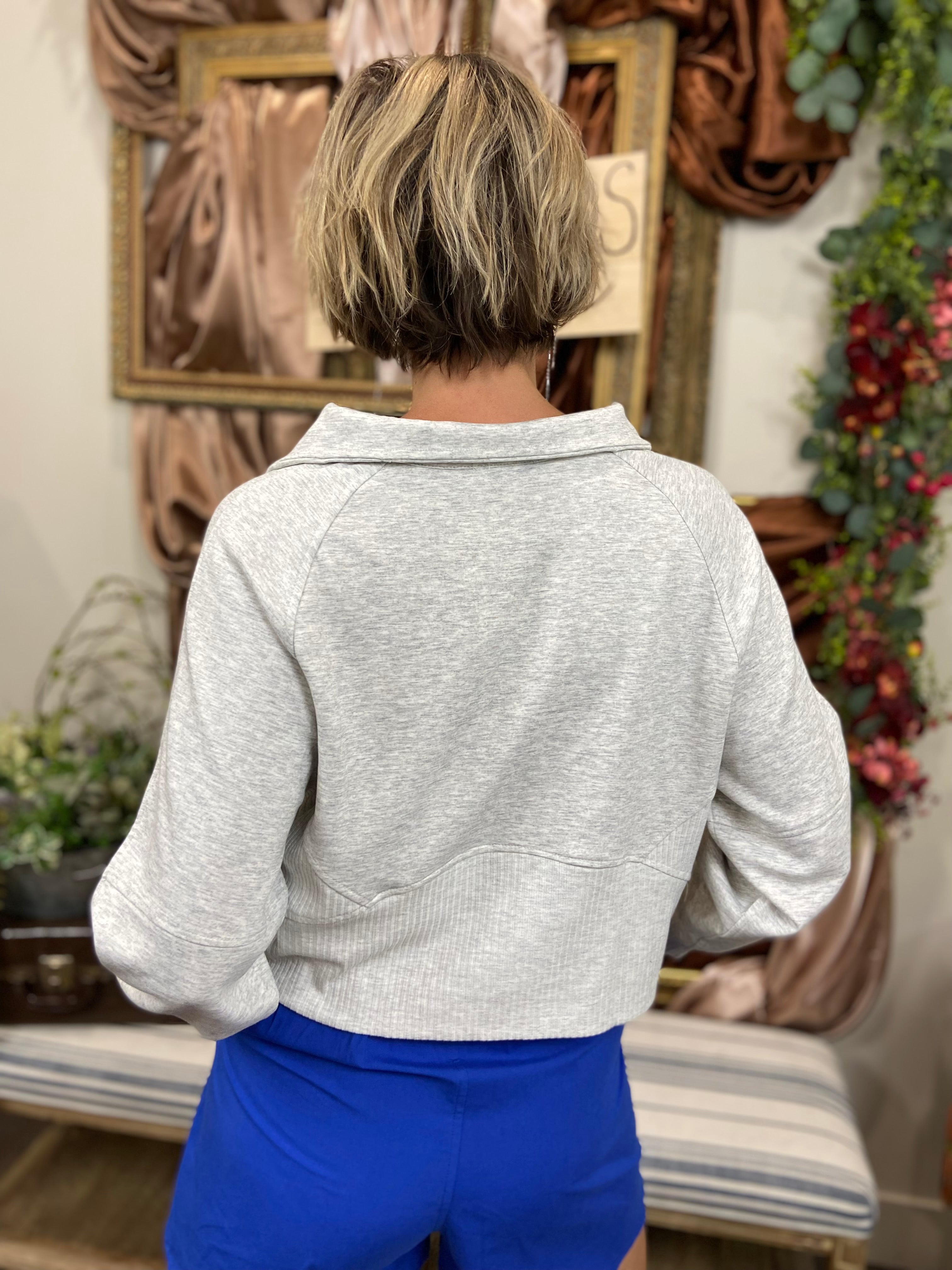Ellie Heather Gray Scuba Zip Jacket