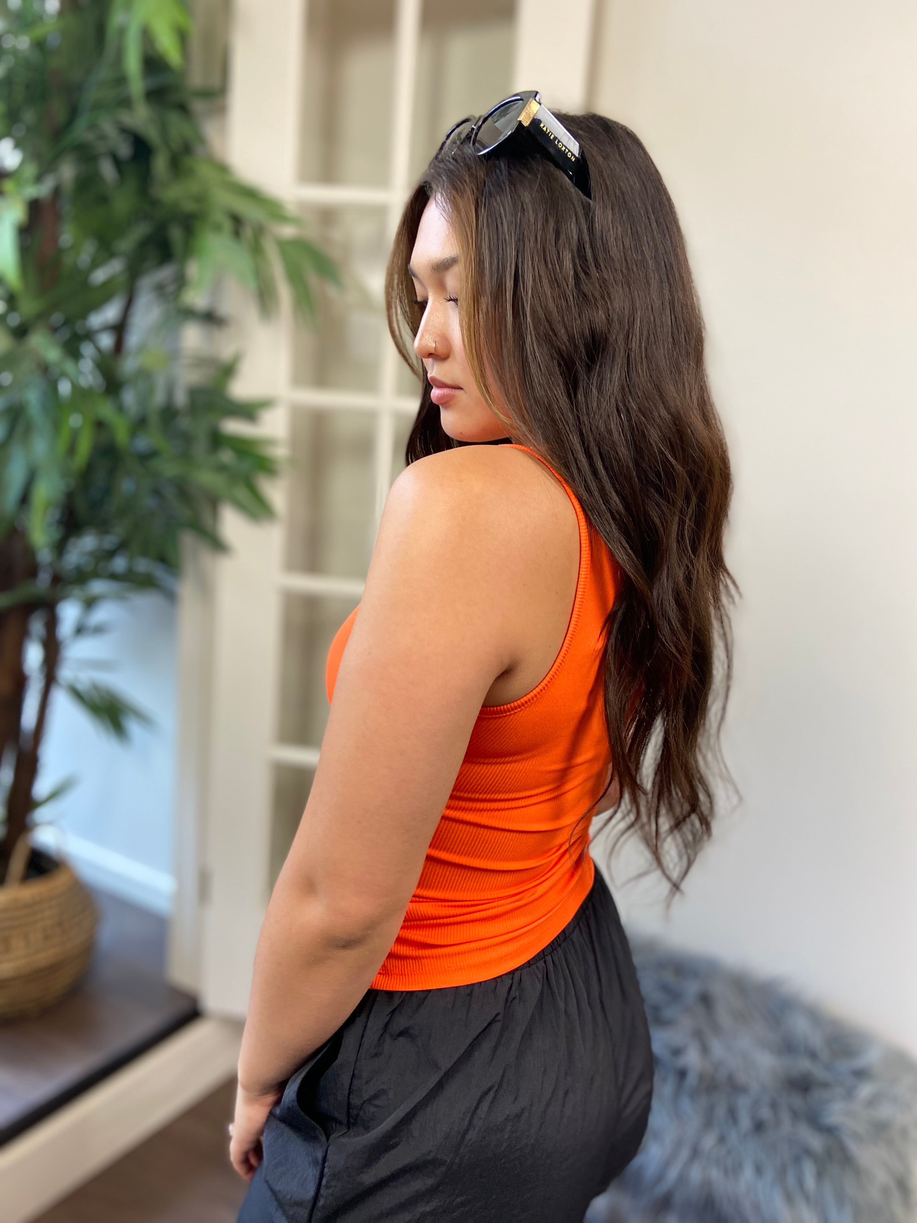 Arline Orange Sleeveless Top
