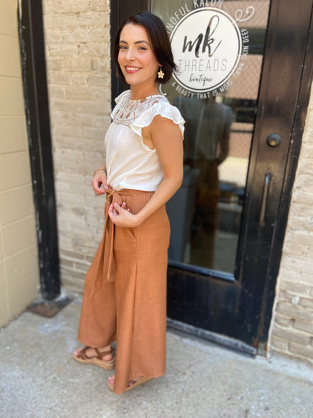 Cora Rust Cropped Tie Pants