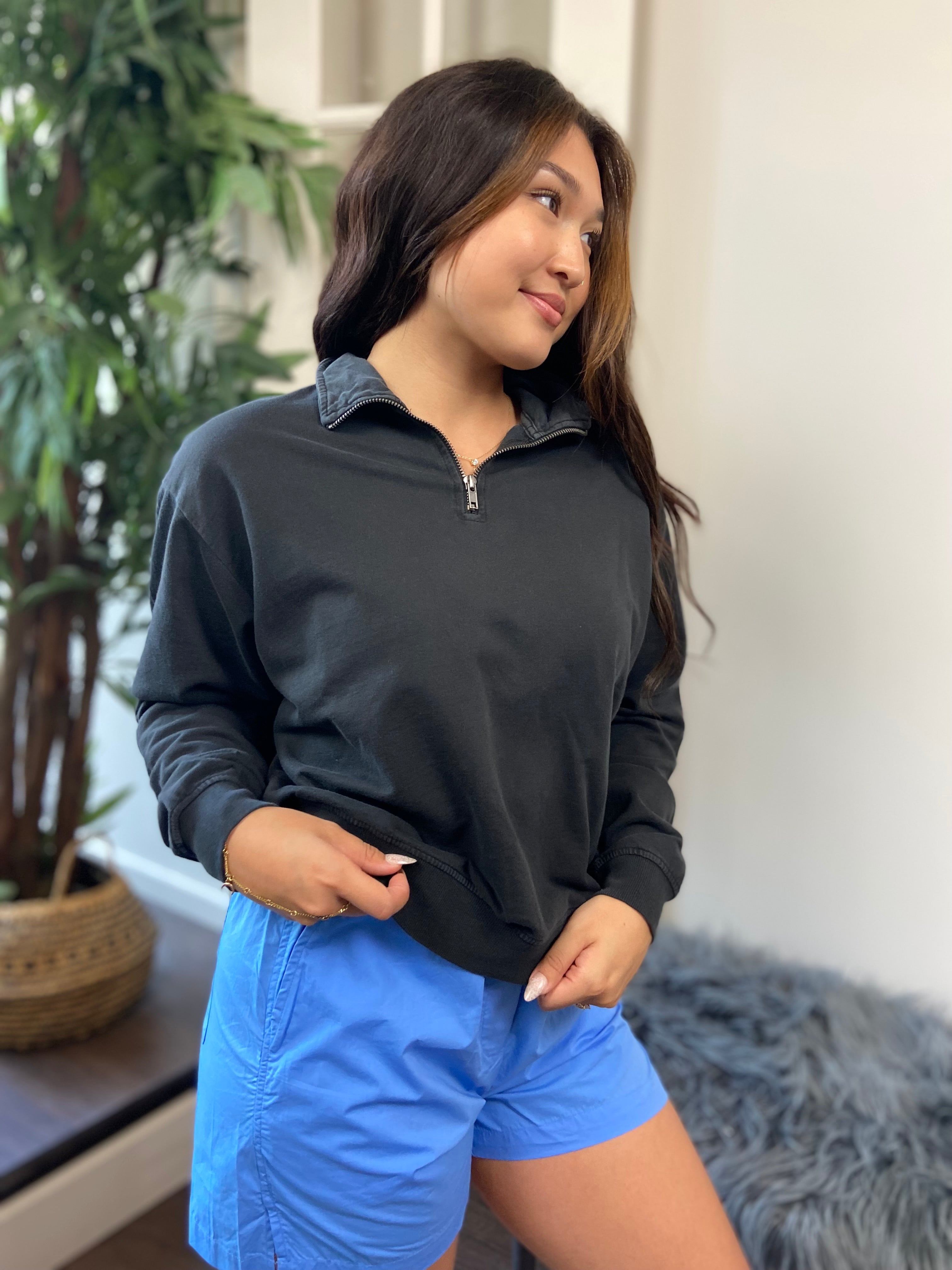 Alani Black Half Zip Sweater - MK Threads Boutique