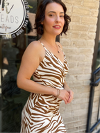 Callie Brown Zebra Print Midi Dress