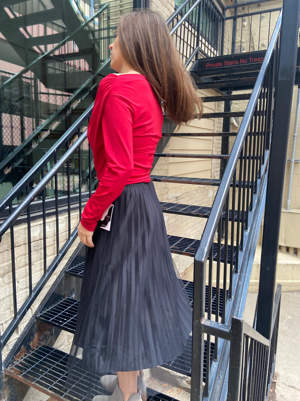 Tilla Black Tulle Layered Midi Skirt