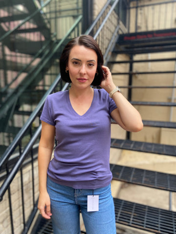Jess Classic Blue V Neck Tee
