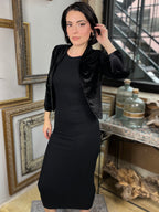 Angie Black Velvet Glitter Cropped Jacket