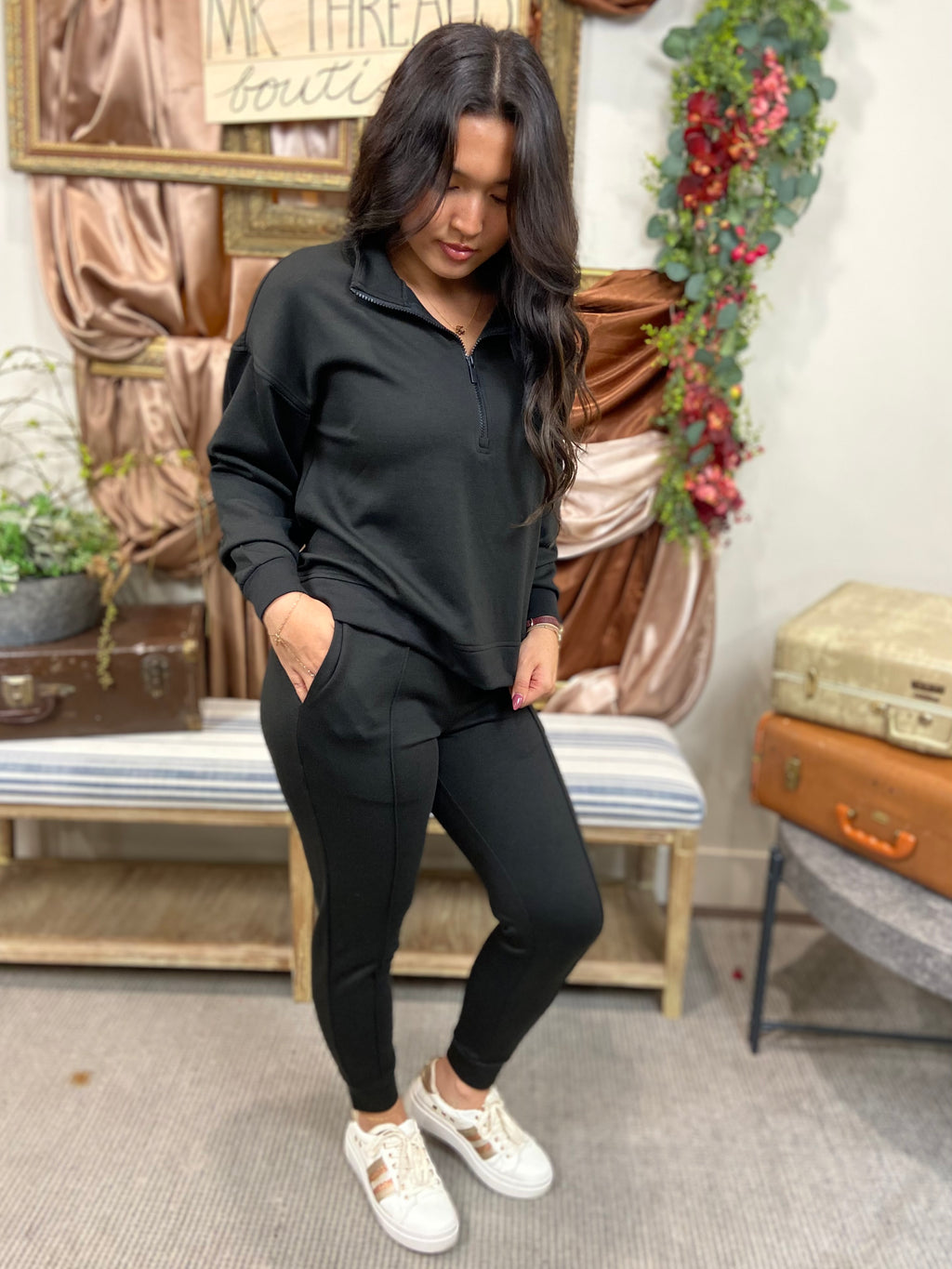 Emma Black Scuba Half Zip