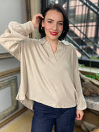 Bailey Almond Quarter Split Ribbed Sweater