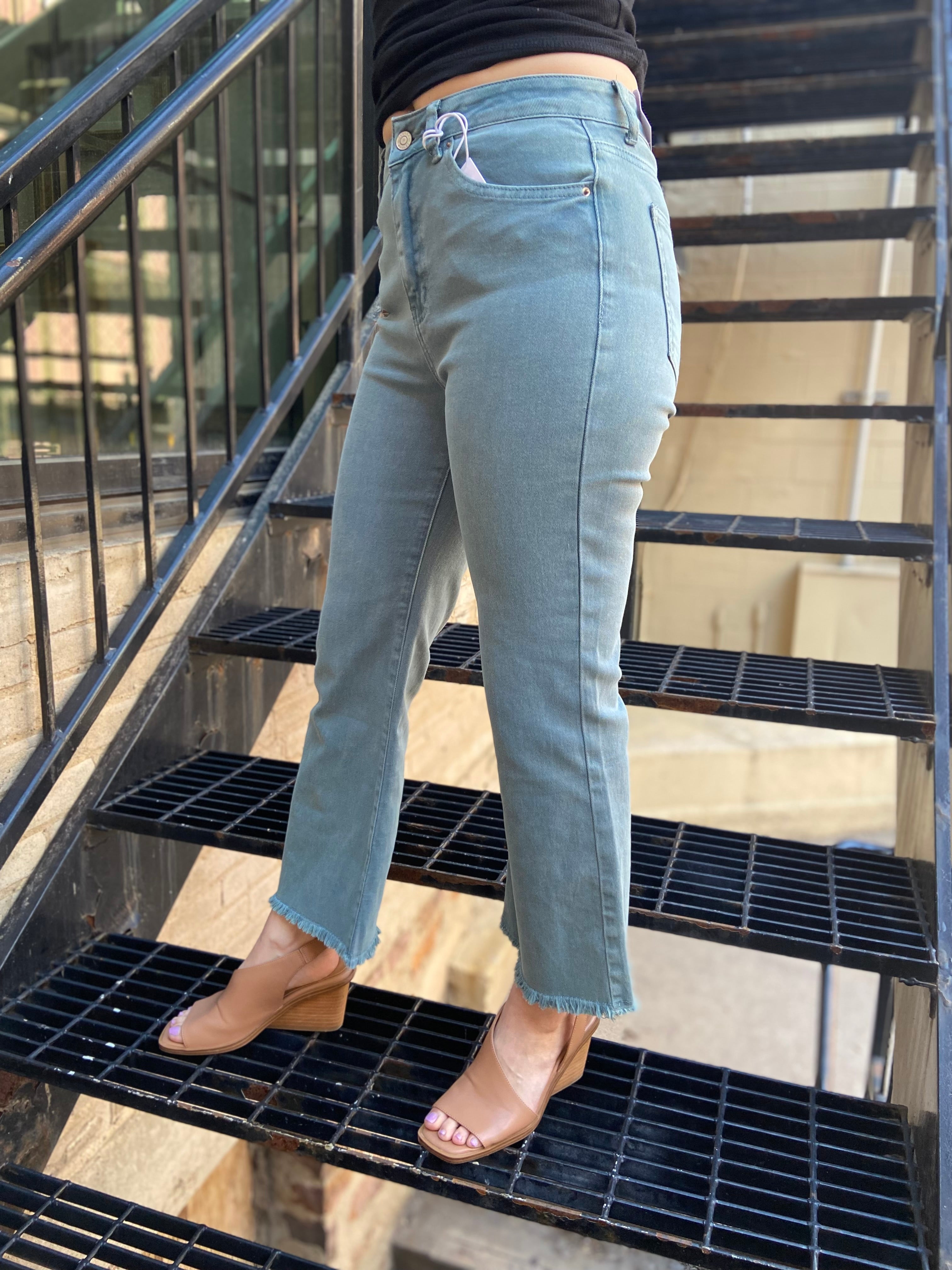 Carrie Teal High Waisted Bootcut Zenana Jeans - MK Threads Boutique