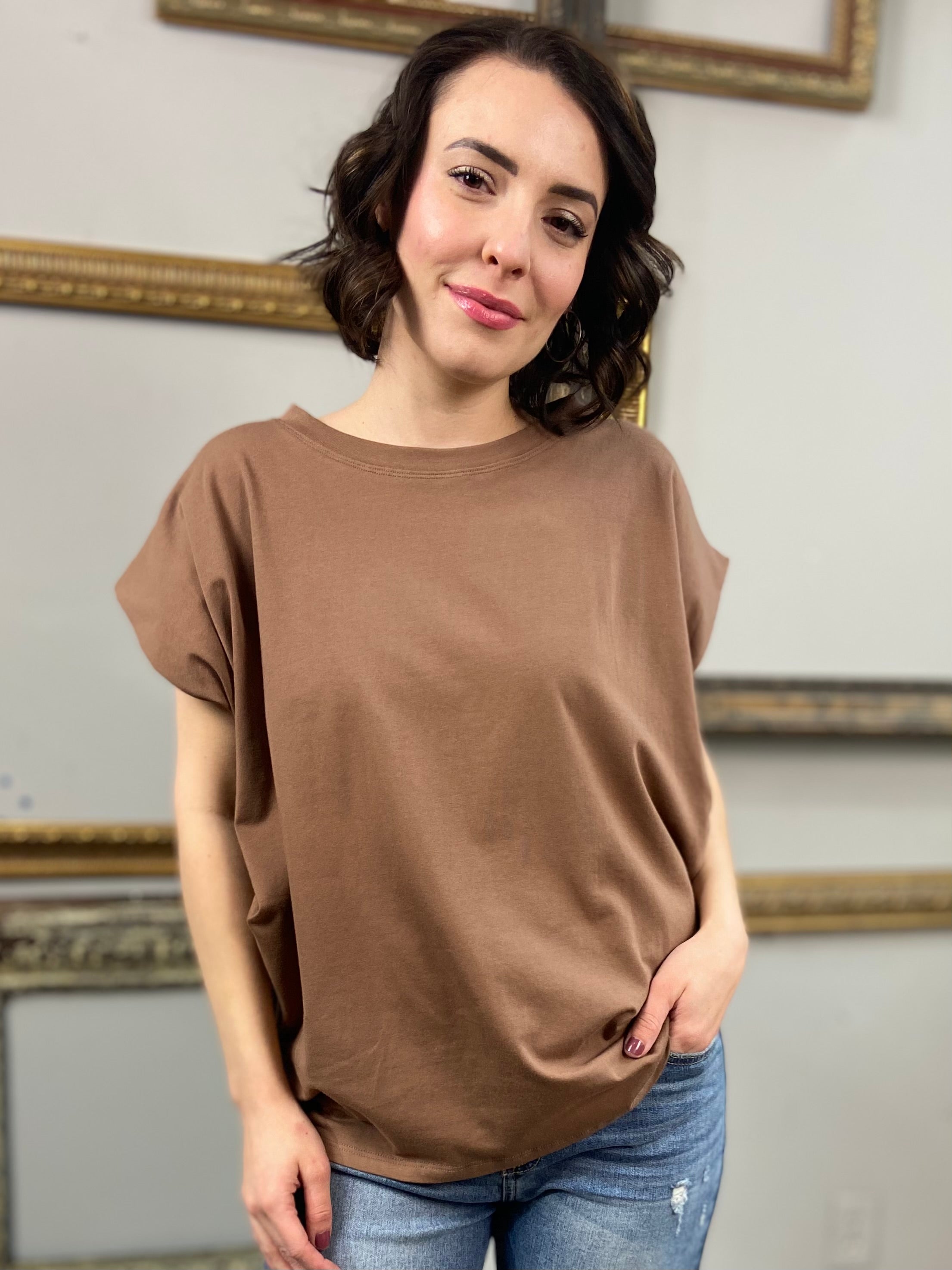 Atlas Mocha Cap Sleeve Sleeveless Top - MK Threads Boutique