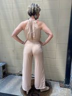 June Beige Halter Neck Jumpsuit - MK Threads Boutique
