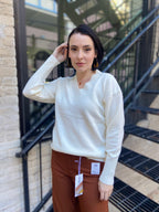 Ave Ivory V Neck Pullover Sweater