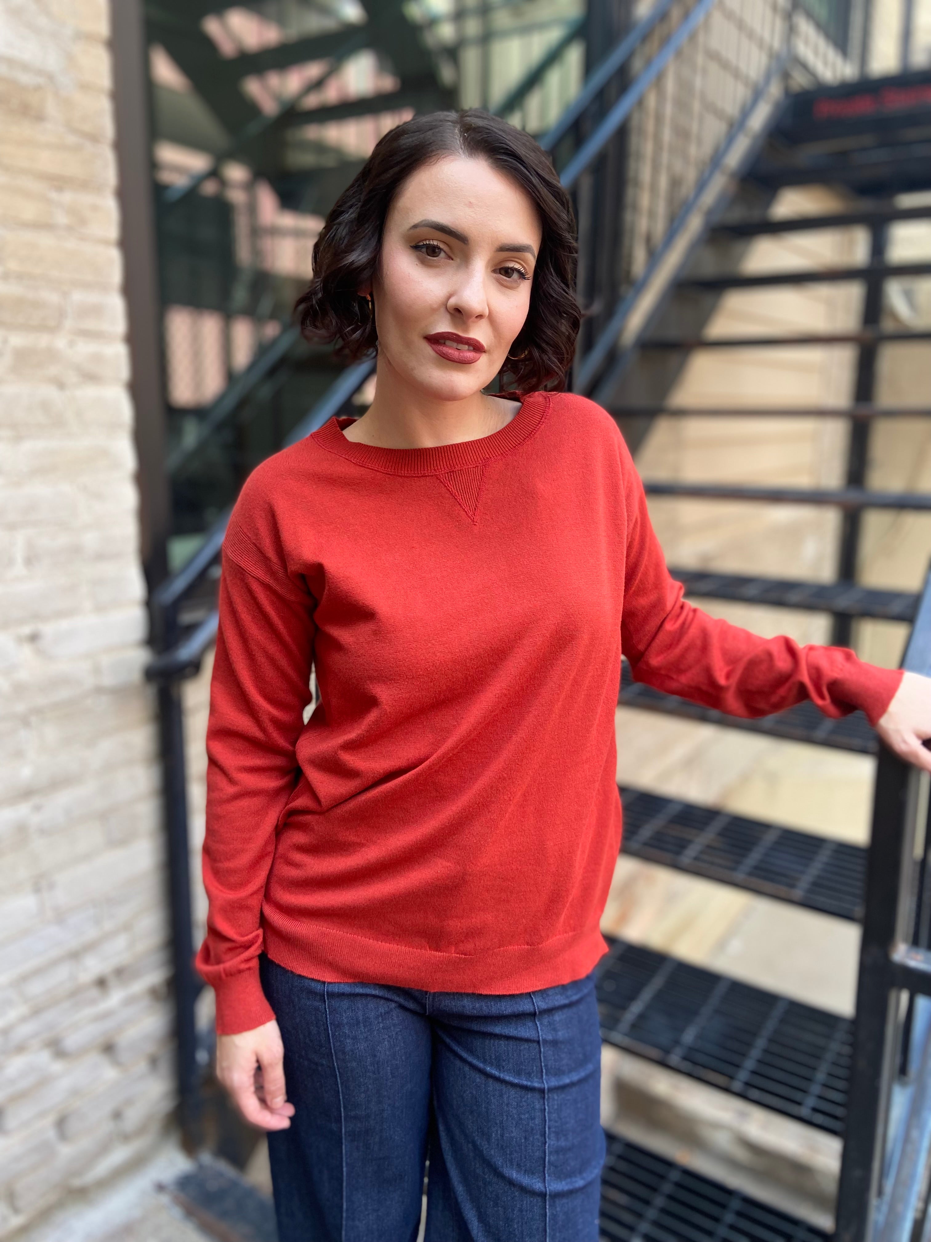 Izzy Burnt Orange Long Sleeve Sweater