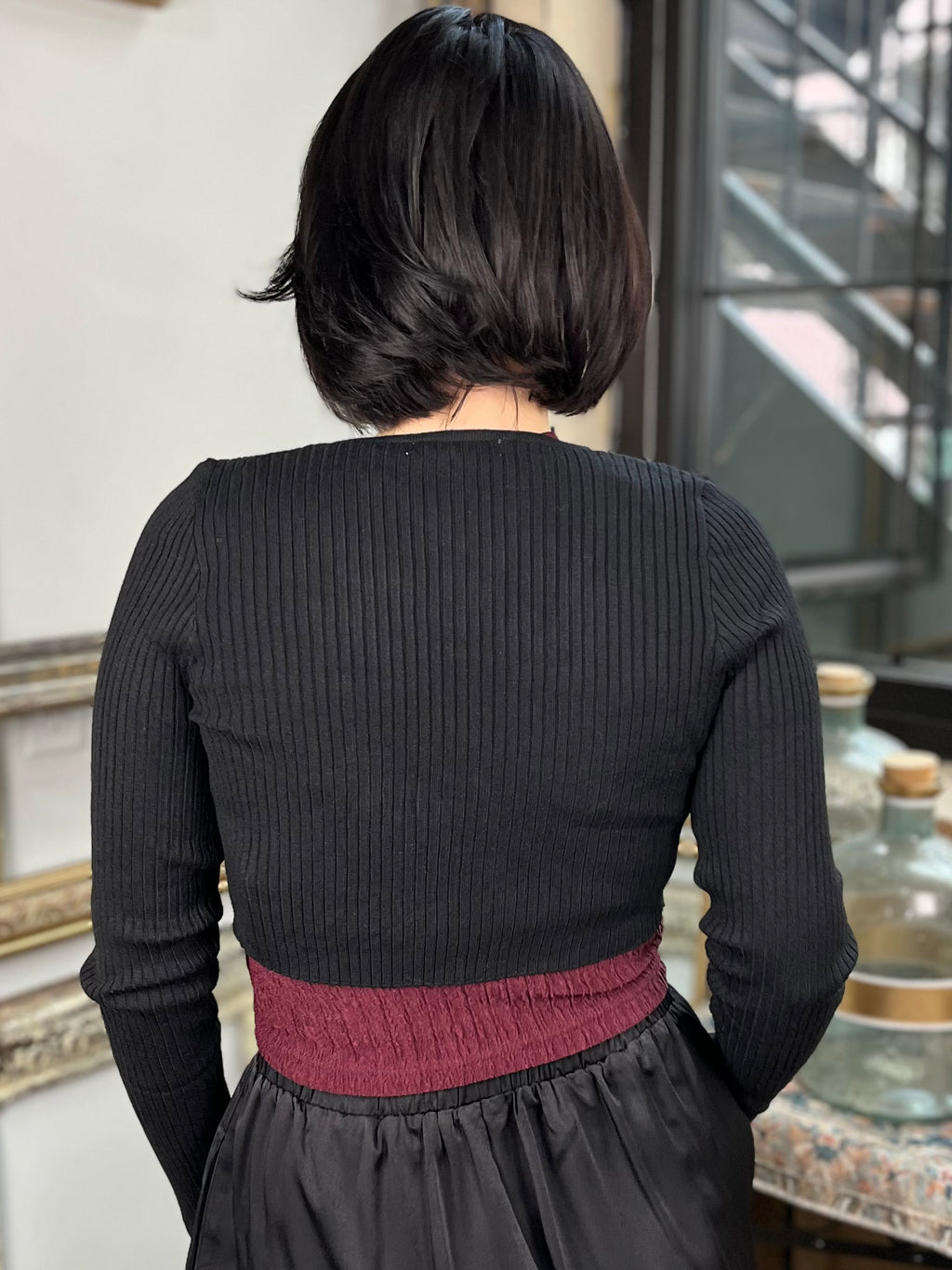 Avery Black Front Tie Bolero Cardigan