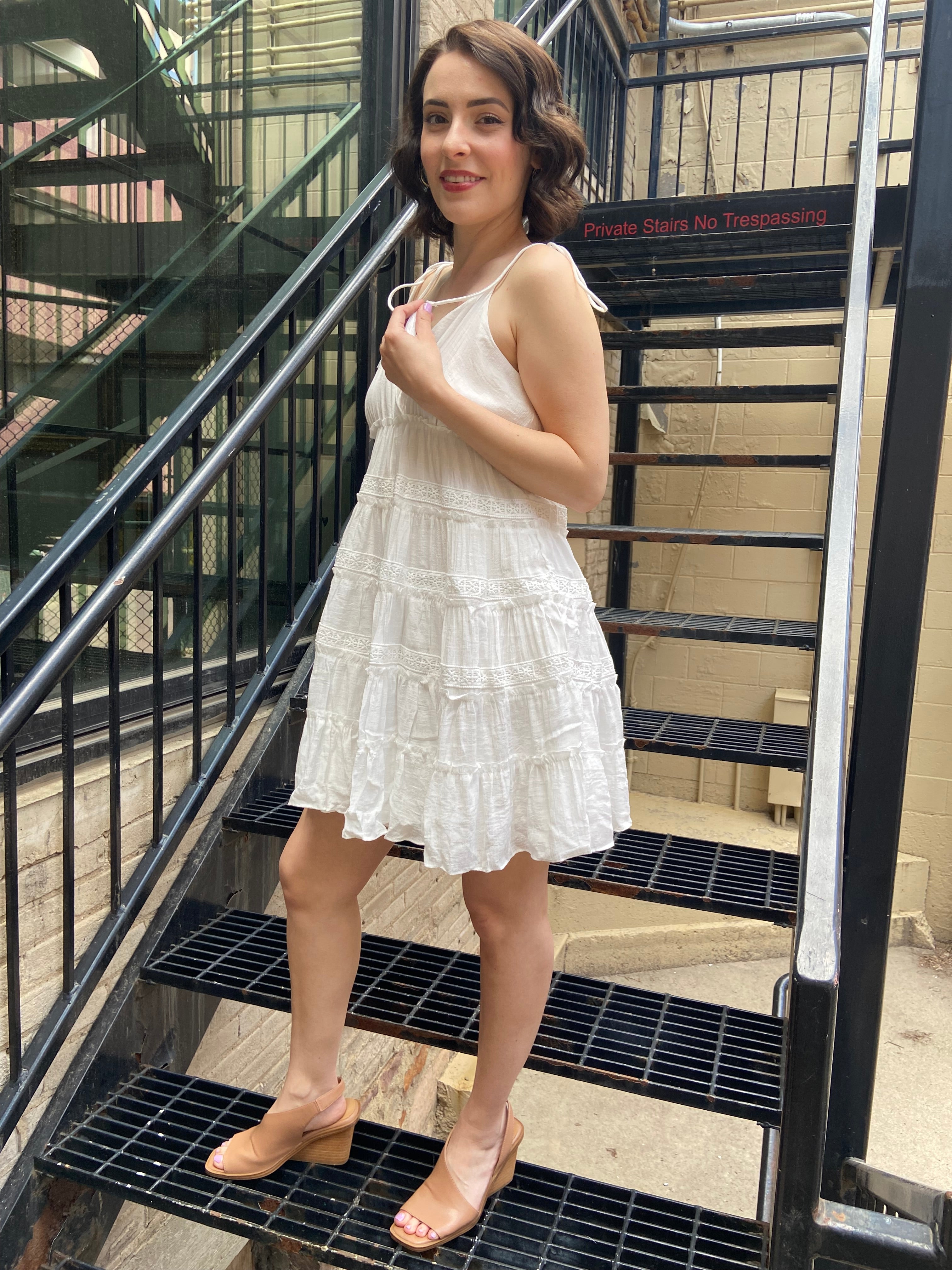 Keagan Off White Detailed Mini Dress - MK Threads Boutique