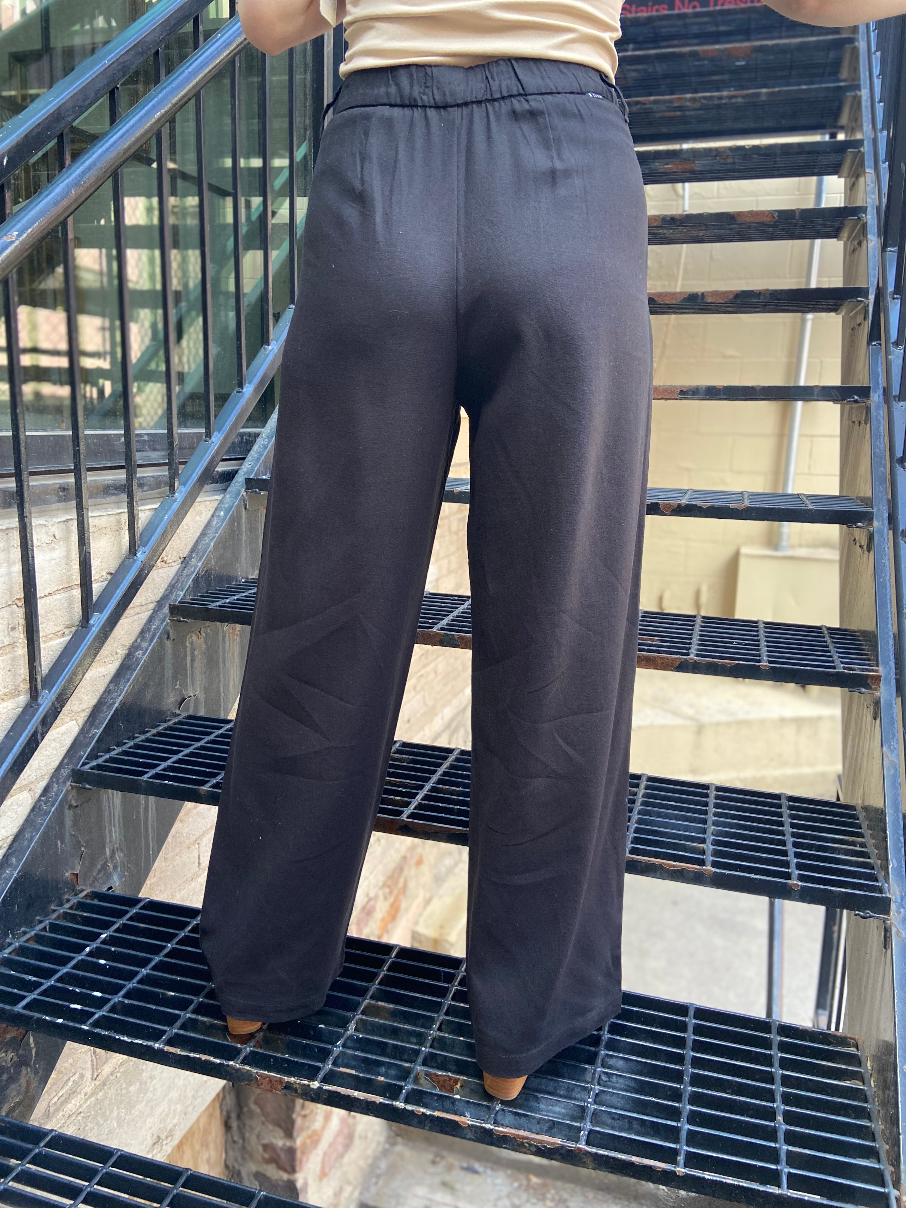 Sammi Black High Waisted Baggy Linen Pants - MK Threads Boutique