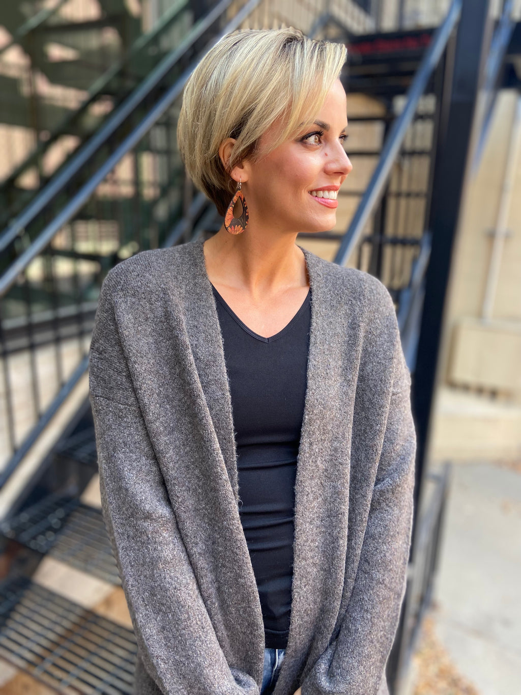 Jackie Dark Mocha Open Cardigan