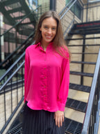 Alexi Hot Pink Silk Button up