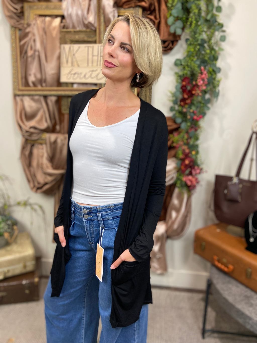 Eliane Black Long Lightweight Cardigan