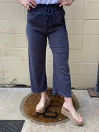 Kaia Charcoal Wide Leg Knit Pants - MK Threads Boutique