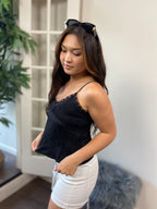Kylie Black Lace Detail Tank Top