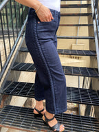 Charles Dark Wash Cropped Braided Side Judy Blue Jeans