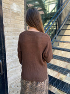 Bailee Dark Brown Sheer Knit Sweater