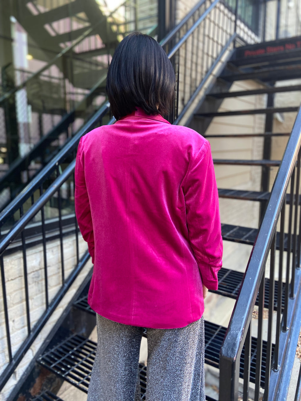 Finley Hot Pink Velvet Blazer Jacket