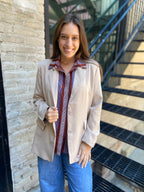 Ciana Brown Stripe Long Sleeve Top