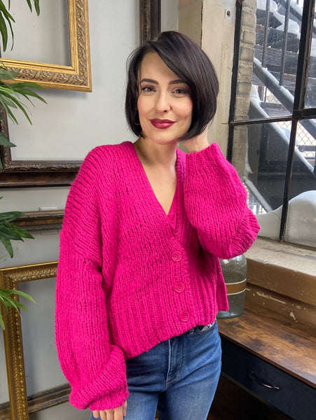 Fuchsia cardigan sweater