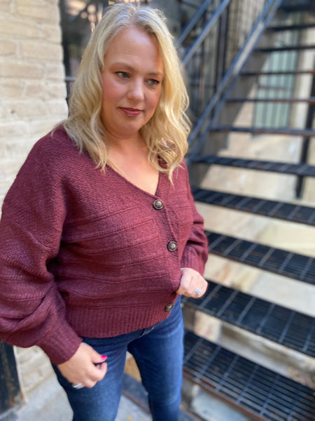 Burgundy plus size cardigan sweater 