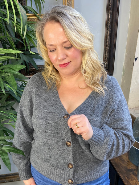 charcoal  plus size cardigan sweater 