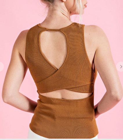 Briar Camel Open Back Tank Top