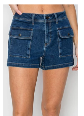 Mak High Rise Cargo Risen Jean Shorts