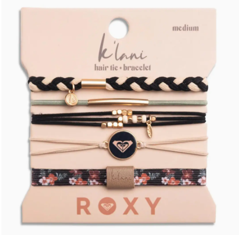 "Roxy Coastal Drift" Black & Neutral Beachy Vibe Hair Tie Bracelets - MK Threads Boutique