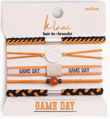 "Game Day" Orange & Black Hair Tie Bracelets |Medium|
