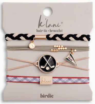 "Birdie" Black & Green Hair Tie Bracelets with Removable Ball Marker |Medium|