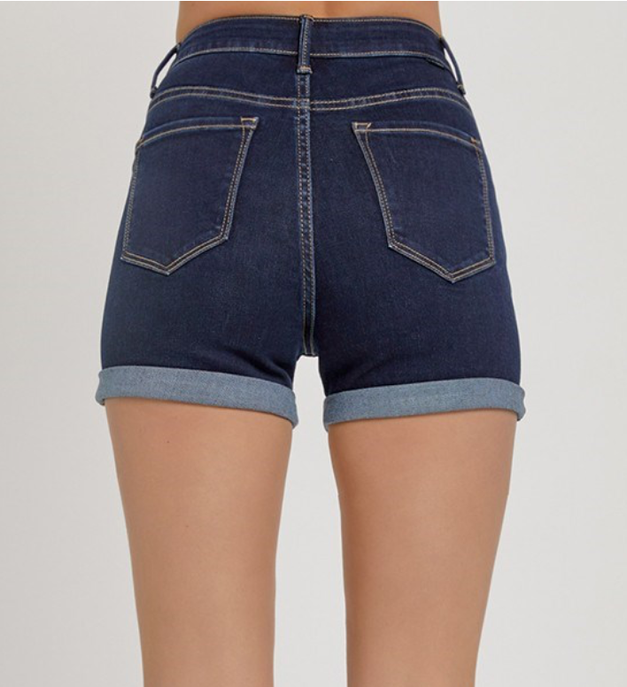 Thane Dark Wash High Rise Risen Jean Shorts