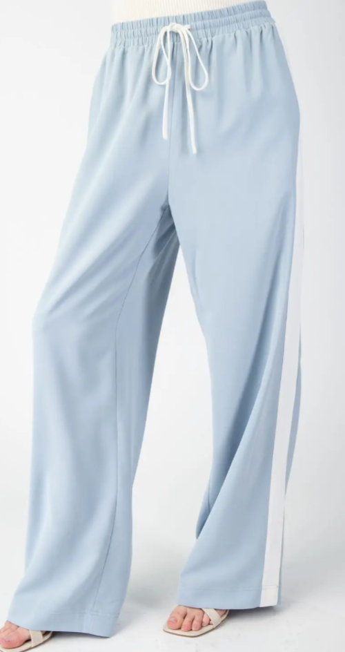 Elara Navy Sweatpants White Stripe Detail - MK Threads Boutique