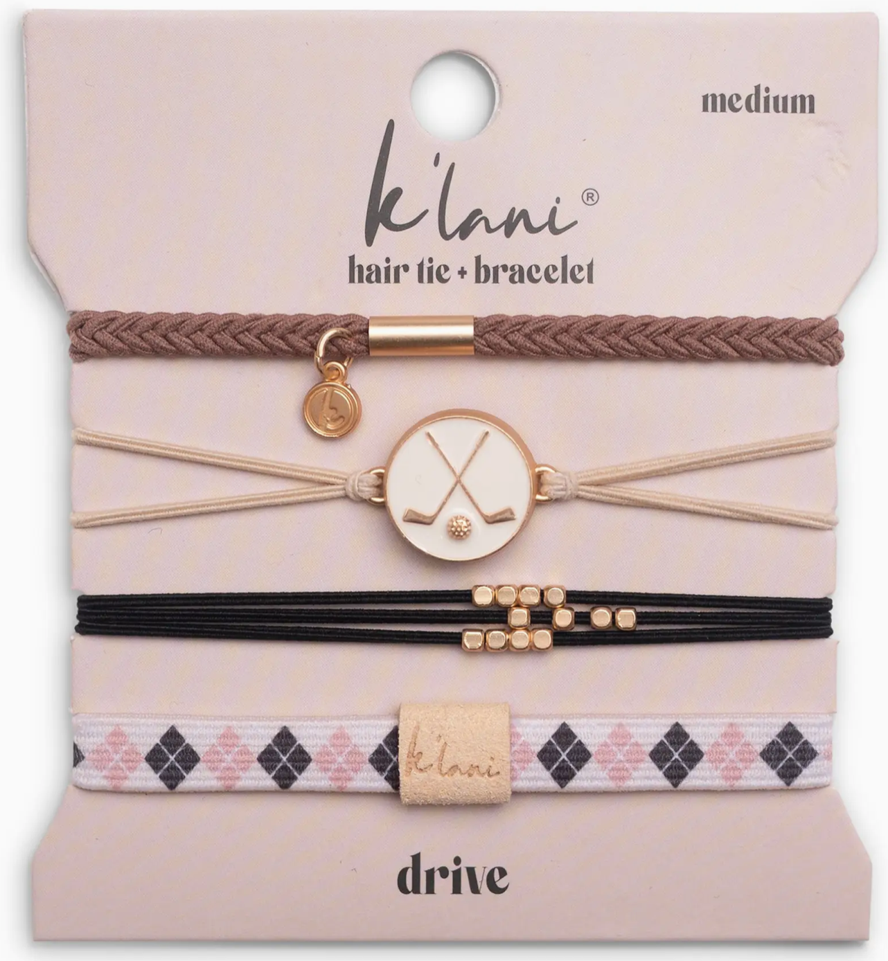 "Drive" Black and Cream Hair Tie Bracelets with Removable Ball Marker - MK Threads Boutique