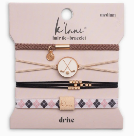 "Drive" Black & Cream Hair Tie Bracelets with Removable Ball Marker