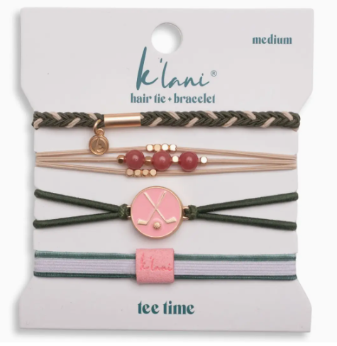 "Tee Time" Green & Pink Hair Tie Bracelets with Removable Ball Marker
