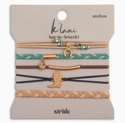 "Stride" Turquoise with Gold Cowboy Boot Hair Tie Bracelets