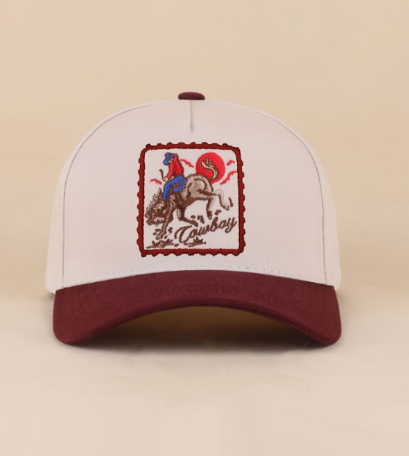 Maroon Cowboy Horse Cap