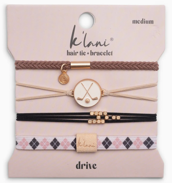 "Drive" Black & Cream Hair Tie Bracelets with Removable Ball Marker  Medium