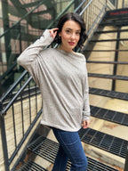 Skipper Oatmeal Off The Shoulder Sweater